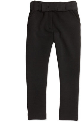 Lanvin Bow-Belted Stretch Knit Capri Pants, Size 8-12