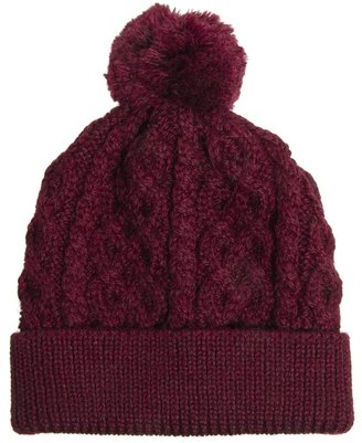 ASOS Bobble Beanie Hat in 100% British Wool - Red