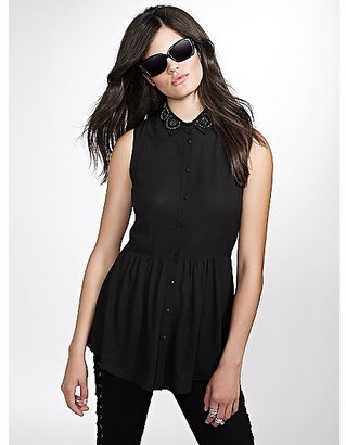 GUESS Embellished-Collar Top