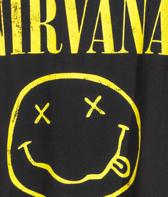 H&M Oversized T-shirt - Black/Nirvana - Ladies