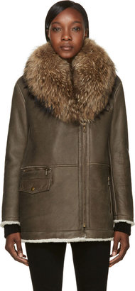 Yves Salomon Army by Brown Shearling & Fur Coat