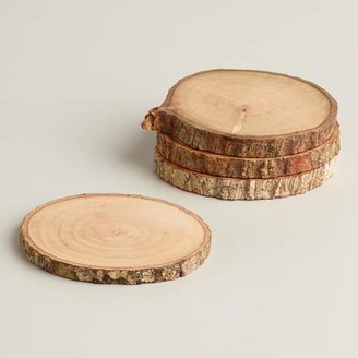 Cost Plus World Market Wood Bark Coasters, Set of 4