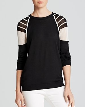 Aqua Sweater - Mesh Stripe Shoulder