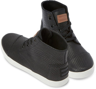 Toms Black Leather Snake Women's Paseo Highs