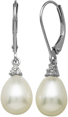 JCPenney FINE JEWELRY Certified Sofia Cultured Freshwater Pearl Drop 14K White Gold Earrings