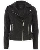 Dorothy Perkins Womens Textured Leather Look Biker Jacket- Black