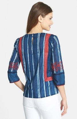 Lucky Brand Lace Inset Stripe Top