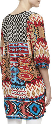 Tolani London Silk Mixed-Print Long Tunic, Women's