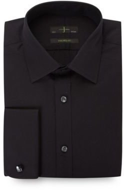 J by Jasper Conran Big and tall designer black striped tailored fit shirt