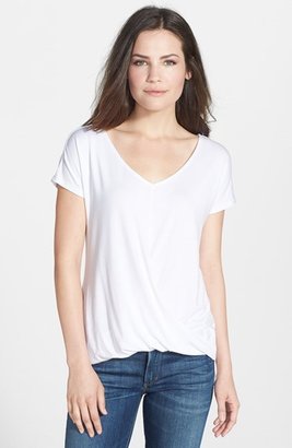 Chaus Drape Front High/Low V-Neck Top
