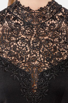 Lulus Renaissance Court Lace Black Dress