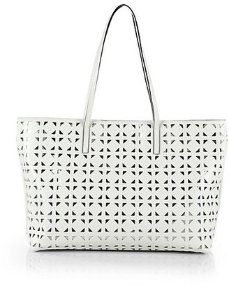 Milly Palmetto Leather Cut-Out Tote