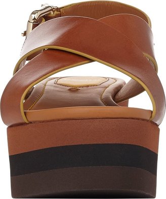Fendi Women's Claire Slingback Platform Sandals-Brown