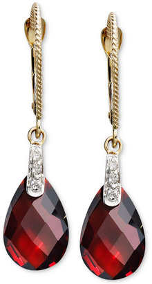 Brio 14k Gold Earrings, Garnet (7-1/5 ct. t.w.) and Diamond Accent Drop