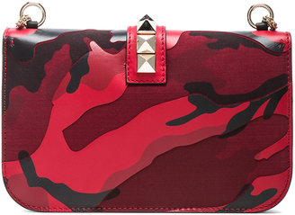Valentino Camouflage Medium Lock Flap Bag in Red Camo