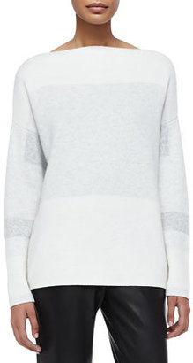 Vince Tonal Colorblock Knit Sweater, Off White