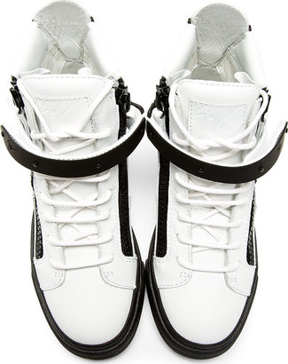 Giuseppe Zanotti SSENSE Exclusive White Leather High-Top Sneakers