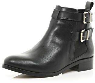 River Island Black buckle strap Chelsea boots