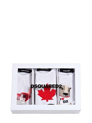 DSquared 1090 Dsquared2 - Set Of Three Cotton Jersey Bodysuits