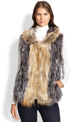 Adrienne Landau Hooded Silver & Red Fox Vest
