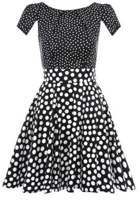 Closet Black contrast polka dot dress