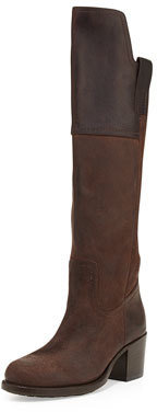 Frye Autumn Shield Leather Knee Boot, Dark Brown
