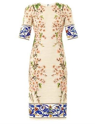 Dolce & Gabbana Almond blossom-print tweed dress