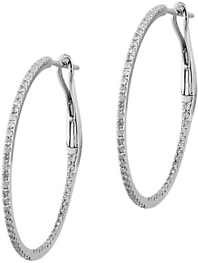 EWA 18ct White Gold Diamond Row Hoop Earrings, 0.29ct