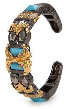 Alexis Bittar Pave Gunmetal Small Baroque Hinge Bracelet