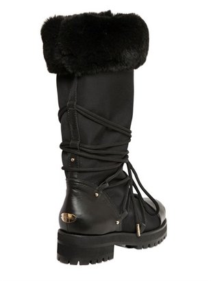 Jimmy Choo 40mm Drexel Lapin Canvas & Leather Boots