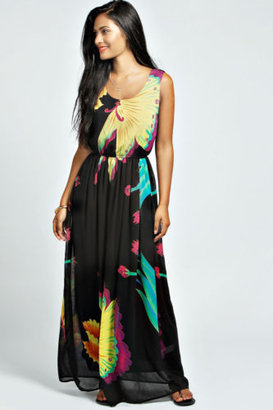 boohoo Womens Ladies Maya Sleeveless Oriental Floral Maxi Dress