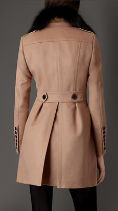 Burberry Virgin Wool Cashmere Coat With Fox Fur Collar