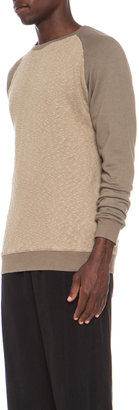 Robert Geller Texture Combo Cotton Sweatshirt in Khaki