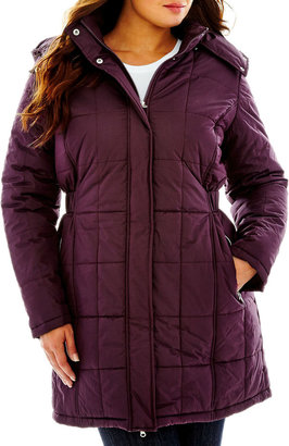 KC Collections Quilted Puffer Bus Stop Coat - Plus