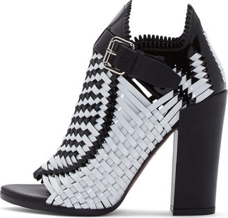 Proenza Schouler Black & White Woven Patent Leather Heels
