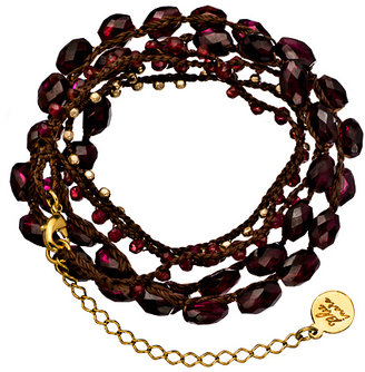 Blee Inara Ruby and Gold Beaded Wrap Bracelet