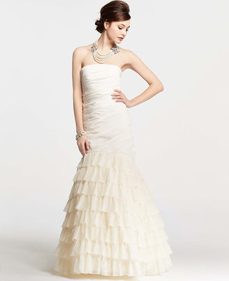 Ann Taylor Ostrich Feather Strapless Wedding Dress