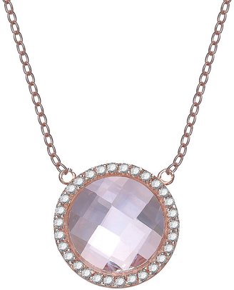Lab-Created Diamond Halo Round Quartz Colored Necklace