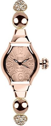Glam Rock Women's MBD27113 Miami Beach Art Deco Rose Gold Tone Dial Beige Knotted Cotton with Beads and Synthetic Stones Watch
