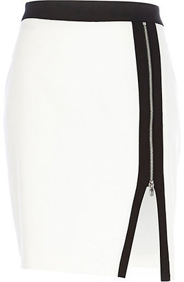 River Island Womens White zip front pencil skirt