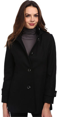 Kenneth Cole New York Wool Button Front Coat with Hood