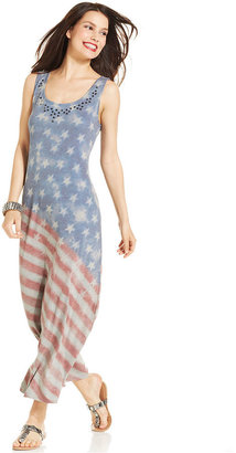 Style&Co. Studded Flag-Print Maxi Dress