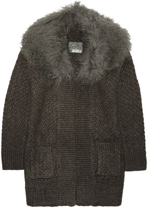 Karl Donoghue Karl by Shearling-trimmed knitted cardigan