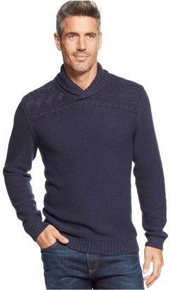 Tasso Elba Big and Tall Cable-Knit Shawl-Collar Sweater