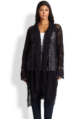 Johnny Was Johnny Was, Sizes 14-24 Lace Open-Front Cardigan
