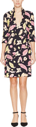 Tocca Crepe Graphic Bow Neck Dress