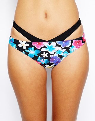By Caprice Selene Floral Bikini Bottom With Cut Out