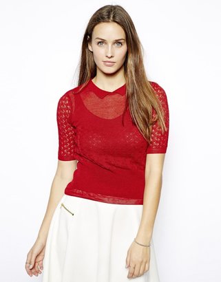 Twenty8Twelve Knitted Top with Short Sleeves and Collar