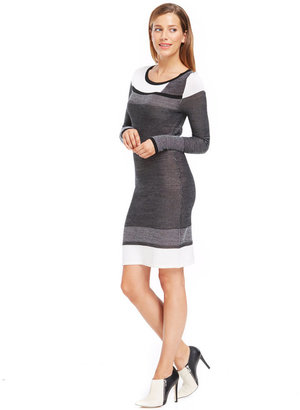 Ivanka Trump Long-Sleeve Panelled Sweater Dress