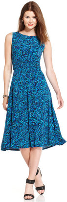 Jessica Howard Sleeveless Dot-Print Tea-Length Dress